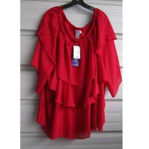 💓NEW💓 Plus Size 4X 30/32 Red Blouse Top Shirt Womens Catherines Valentines Day